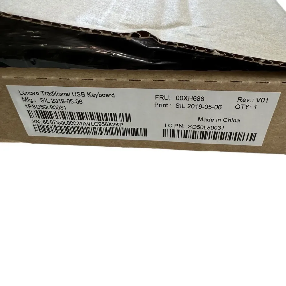 NWT Lenovo Black Traditional USB Full Size QWERTY Keyboard